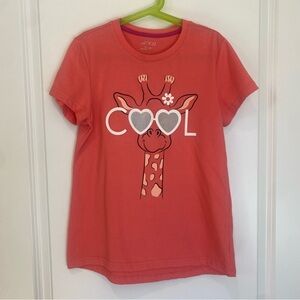 BCG Coral Giraffe Graphic Kids Short Sleeve T-Shirt - Girls Large (12-14)